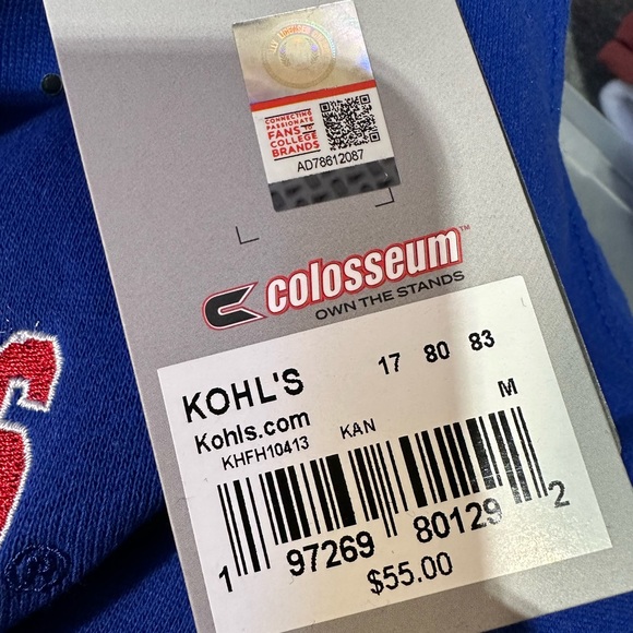 NWT Men’s Colosseum Royal Kansas Jayhawks Resistance Pullover Hoodie Size Medium - Picture 6 of 6